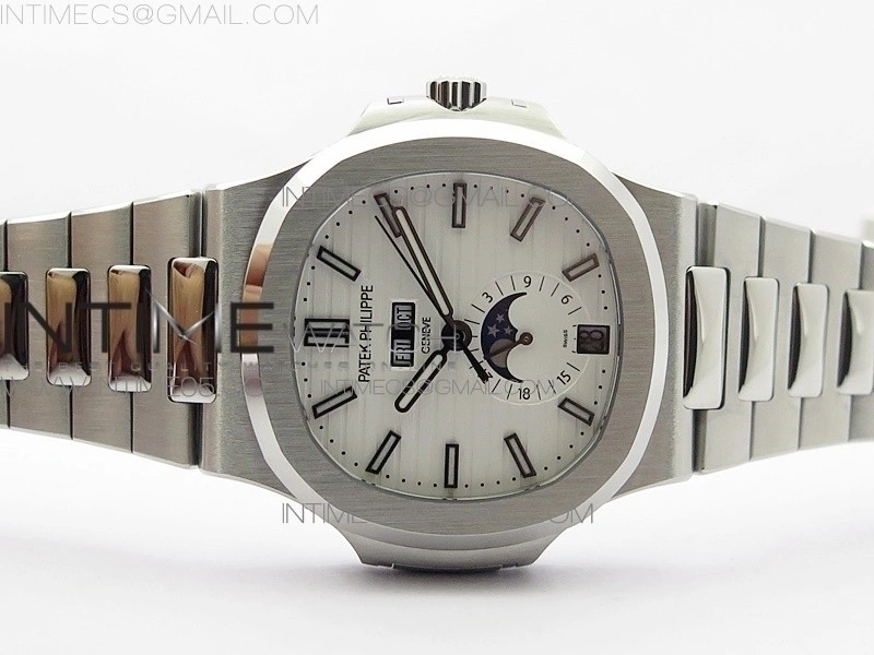 NAUTILUS 5726 SS GRF 1:1 BEST EDITION WHITE DIAL WORKING ANNUAL CALENDARON SS BRACELET A.324 V2